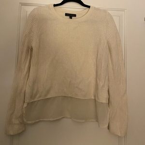 Cream sweater with shear underlay